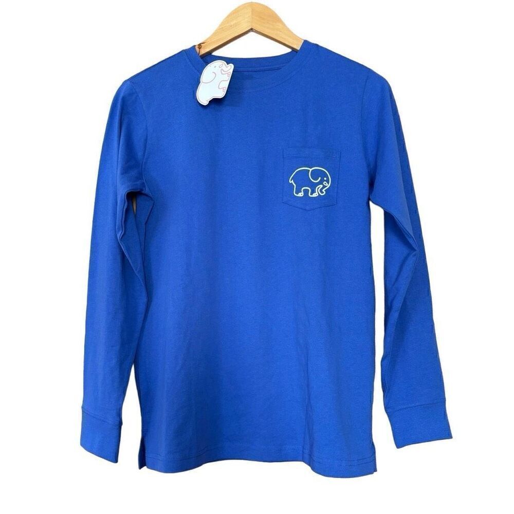 ivory ella Royal Blue Long Sleeve Tee with Pocket Elephant